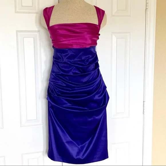 Suzi Chin by Maggy Boutique Purple Ruched Dress 10 - Picture 2 of 8